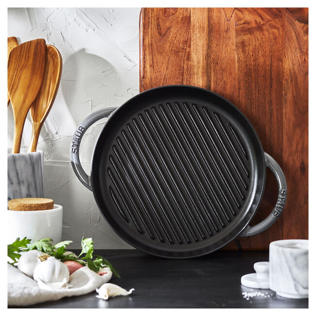Staub bistecchiera rotonda 26 cm grigio grafite ghisa smaltata - Tuttocasa Domodossola