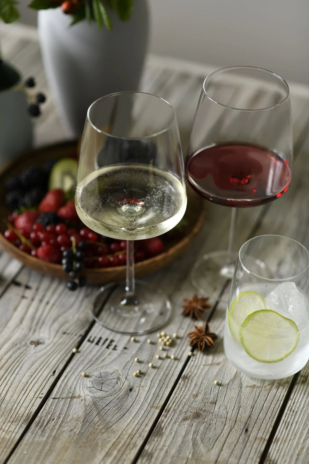 Calici Zwiesel Glas Vivid Senses con vino bianco e rosso ambientati – Tuttocasa Domodossola