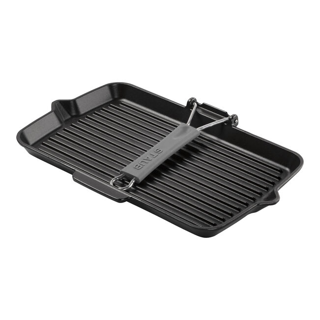 Staub bistecchiera rettangolare 34x21 cm dettaglio becchi raccogligocce ghisa smaltata | Tuttocasa Domodossola