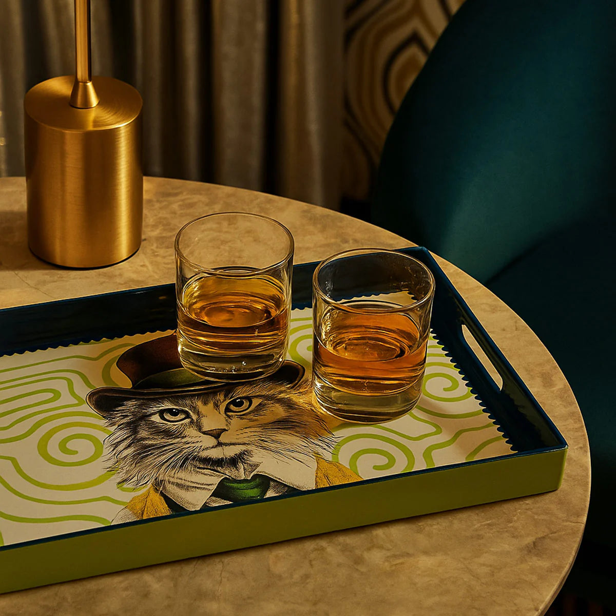 Vassoio Egan Human Essence Gatto Independence 40x26 cm con bicchieri whisky – Tuttocasa Domodossola