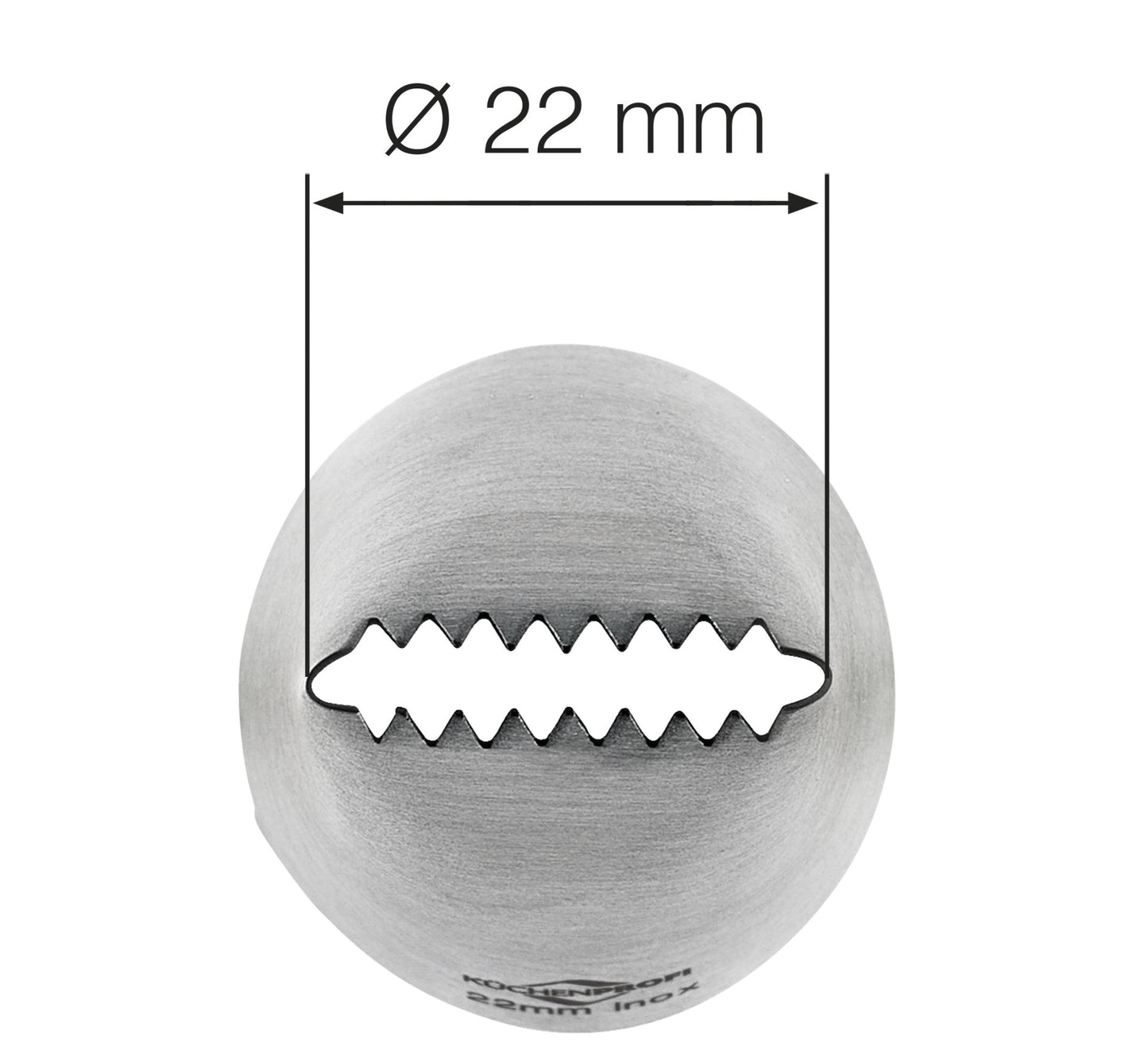 Bocchetta Delizia Küchenprofi Bake 22 mm inox dettaglio apertura seghettata frontale | Tuttocasa Domodossola