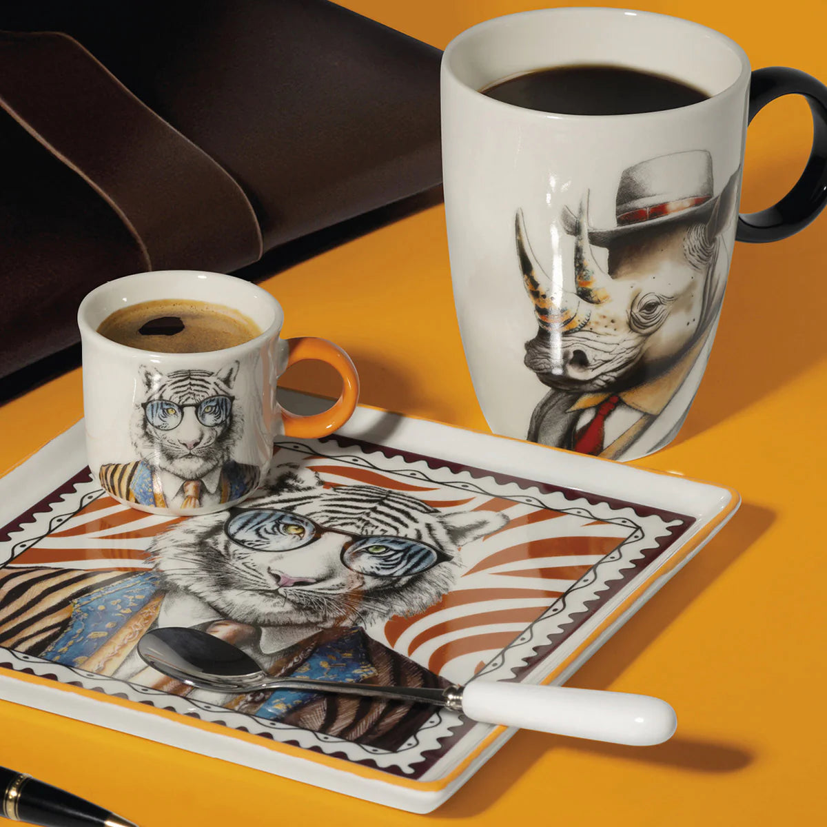 Egan Human Essence Mug Rinoceronte Strength 430 ml con caffè e vassoio tigre – Tuttocasa Domodossola