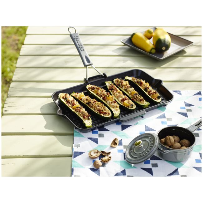 Staub bistecchiera rettangolare 34x21 cm nera ghisa smaltata induzione made in France | Tuttocasa Domodossola