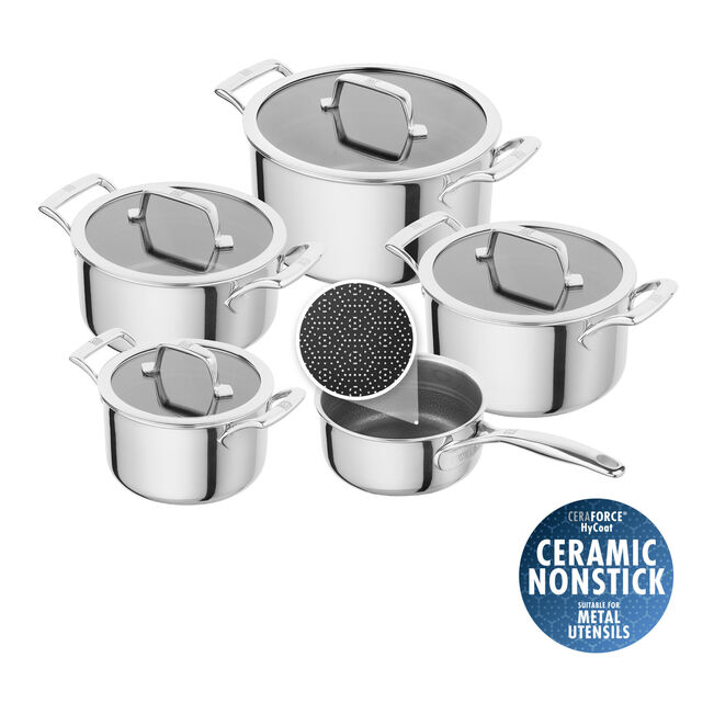 Zwilling Peak – Set 5 Pezzi Pentole in Acciaio Inox Ceraforce HyCoat | PFAS FREE