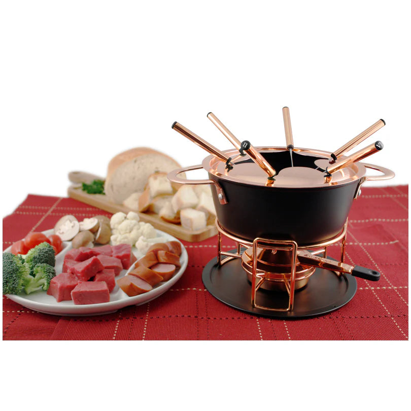 Swissmar Realp set fonduta 11 pezzi completo con bruciatore e base cromata - Tuttocasa Domodossola