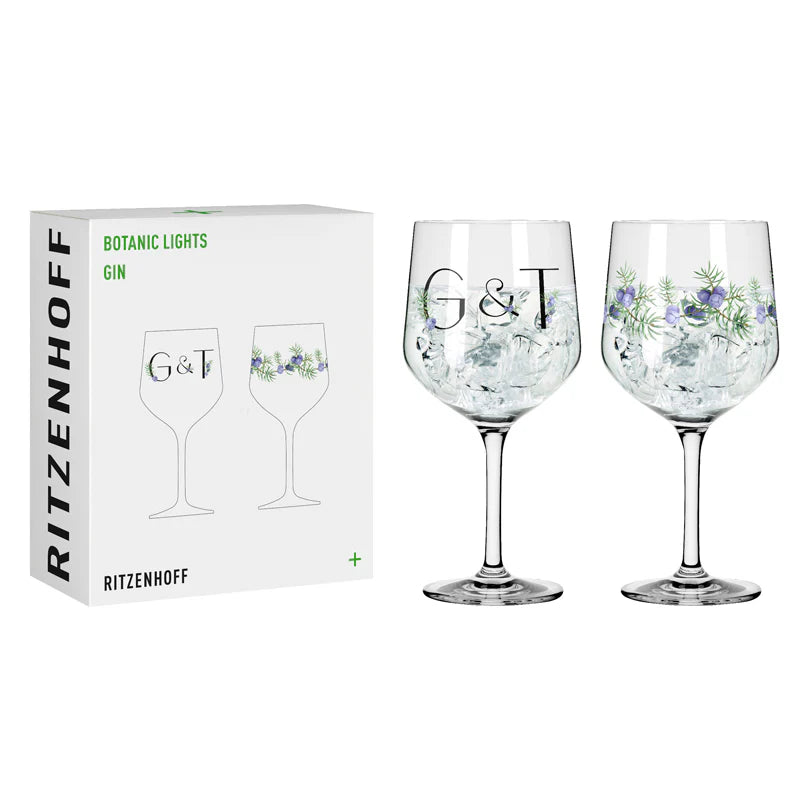 Set 2 calici gin tonic Ritzenhoff Botanic Lights con decori botanici estivi e confezione regalo – Tuttocasa Domodossola