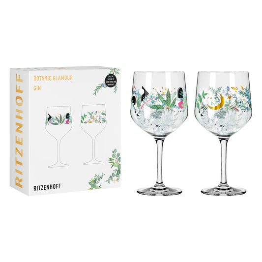 Set 2 calici gin tonic Ritzenhoff Botanic Glamour con decori botanici illustrati e confezione regalo – Tuttocasa Domodossola