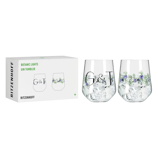 Set 2 tumbler gin tonic Ritzenhoff Botanic Lights con decori botanici estivi e confezione regalo – Tuttocasa Domodossola