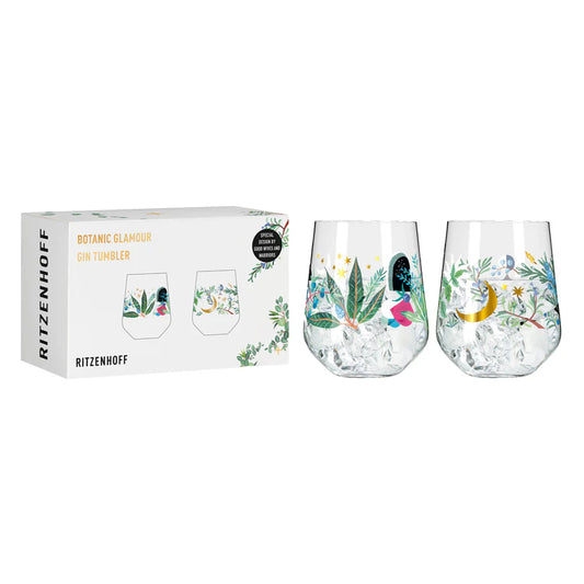 Set 2 tumbler gin tonic Ritzenhoff Botanic Glamour con decori botanici illustrati e confezione regalo – Tuttocasa Domodossola