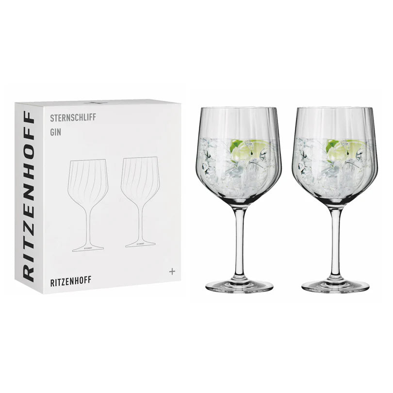 Set 2 calici gin tonic Ritzenhoff Sternschliff con confezione regalo su sfondo bianco – Tuttocasa Domodossola