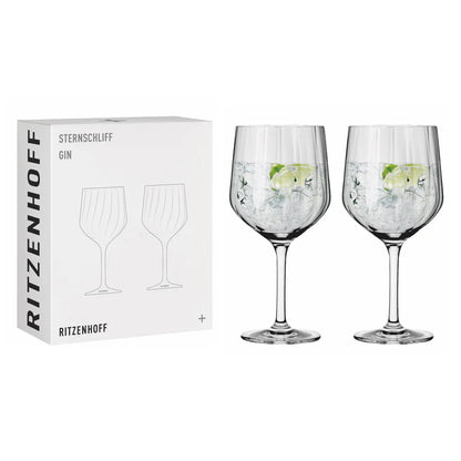 Set 2 calici gin tonic Ritzenhoff Sternschliff con confezione regalo su sfondo bianco – Tuttocasa Domodossola