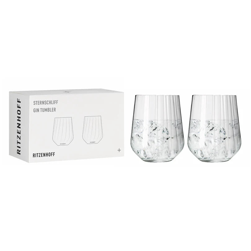 Set 2 tumbler gin tonic Ritzenhoff Sternschliff con confezione regalo su sfondo bianco – Tuttocasa Domodossola