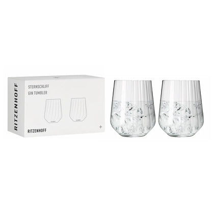 Set 2 tumbler gin tonic Ritzenhoff Sternschliff con confezione regalo su sfondo bianco – Tuttocasa Domodossola