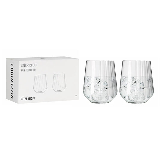 Set 2 tumbler gin tonic Ritzenhoff Sternschliff con confezione regalo su sfondo bianco – Tuttocasa Domodossola