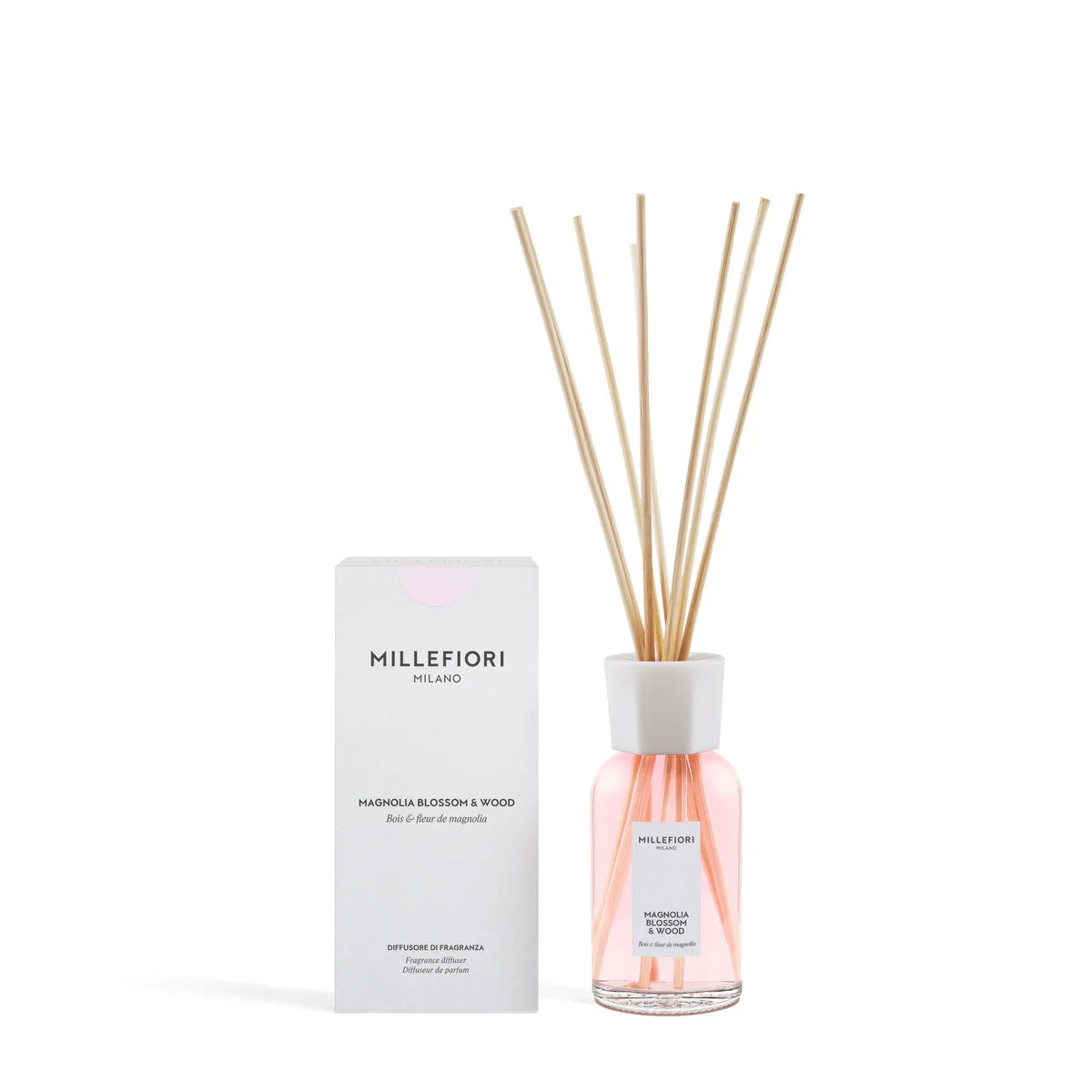 Millefiori Milano Diffusore Magnolia Blossom & Wood 250ml vetro rattan - Tuttocasa Domodossola