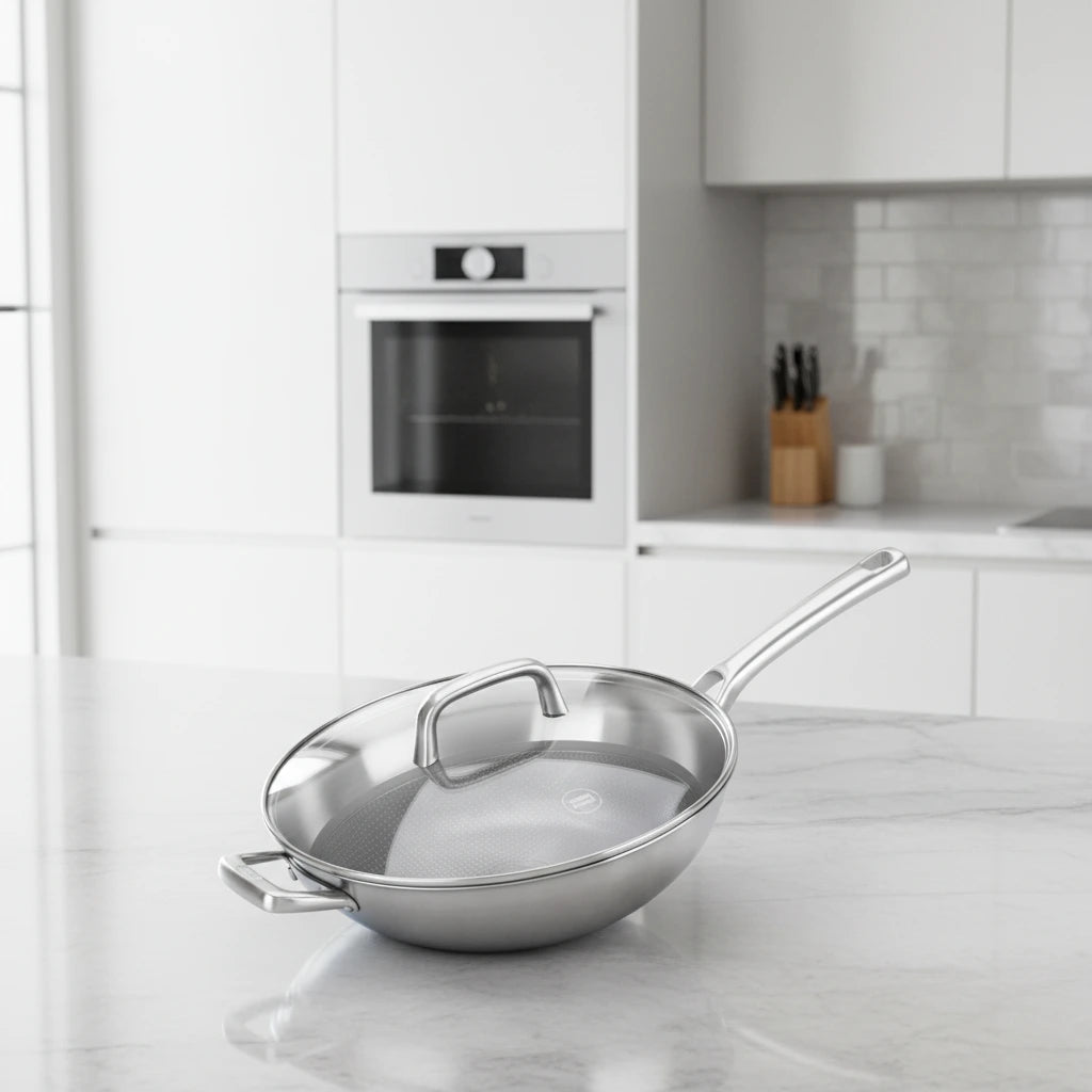 Berndes Tricion Wok 32 cm acciaio inox Tri-ply rivestimento ceramico PFAS FREE - Tuttocasa Domodossola