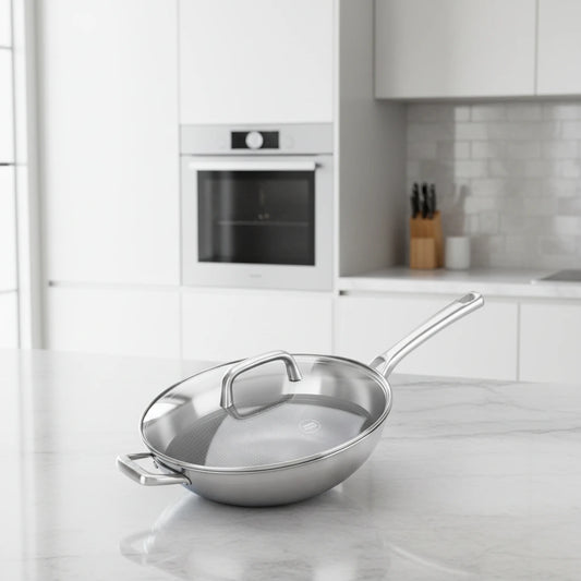 Berndes Tricion Wok 32 cm acciaio inox Tri-ply rivestimento ceramico PFAS FREE - Tuttocasa Domodossola