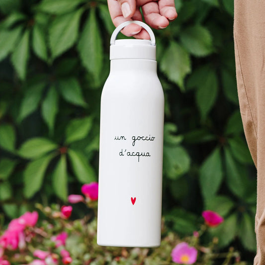 Simple Day borraccia termica Un goccio d'acqua cuore 500ml acciaio bianco | Tuttocasa Domodossola