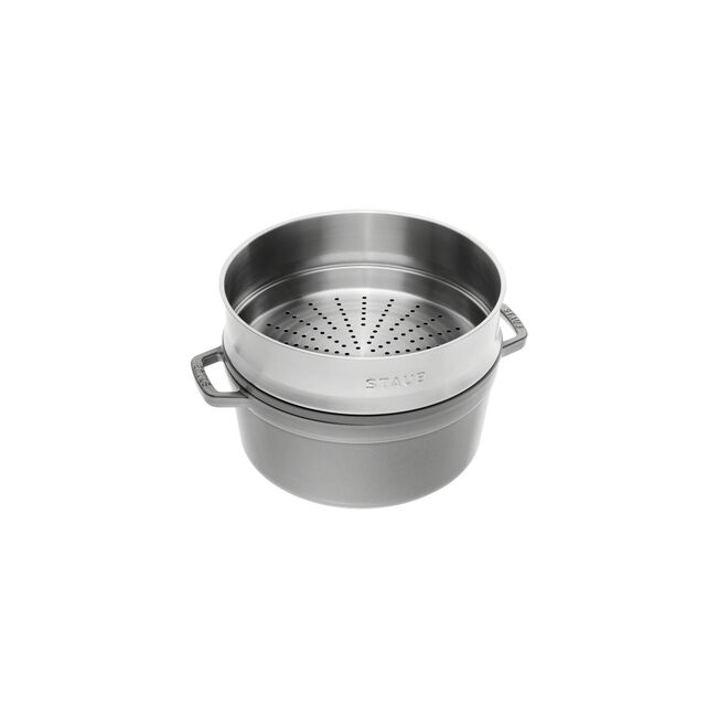 Staub Cocotte Rotonda 26 cm Grigio Grafite con cestello vapore – Tuttocasa Domodossola