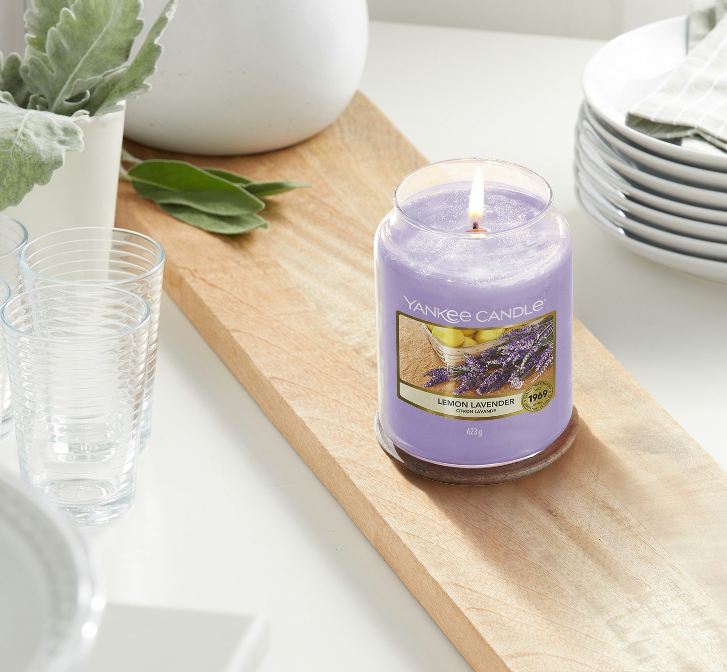 Yankee Candle Lemon Lavender candela profumata giara grande dettaglio | Tuttocasa Domodossola