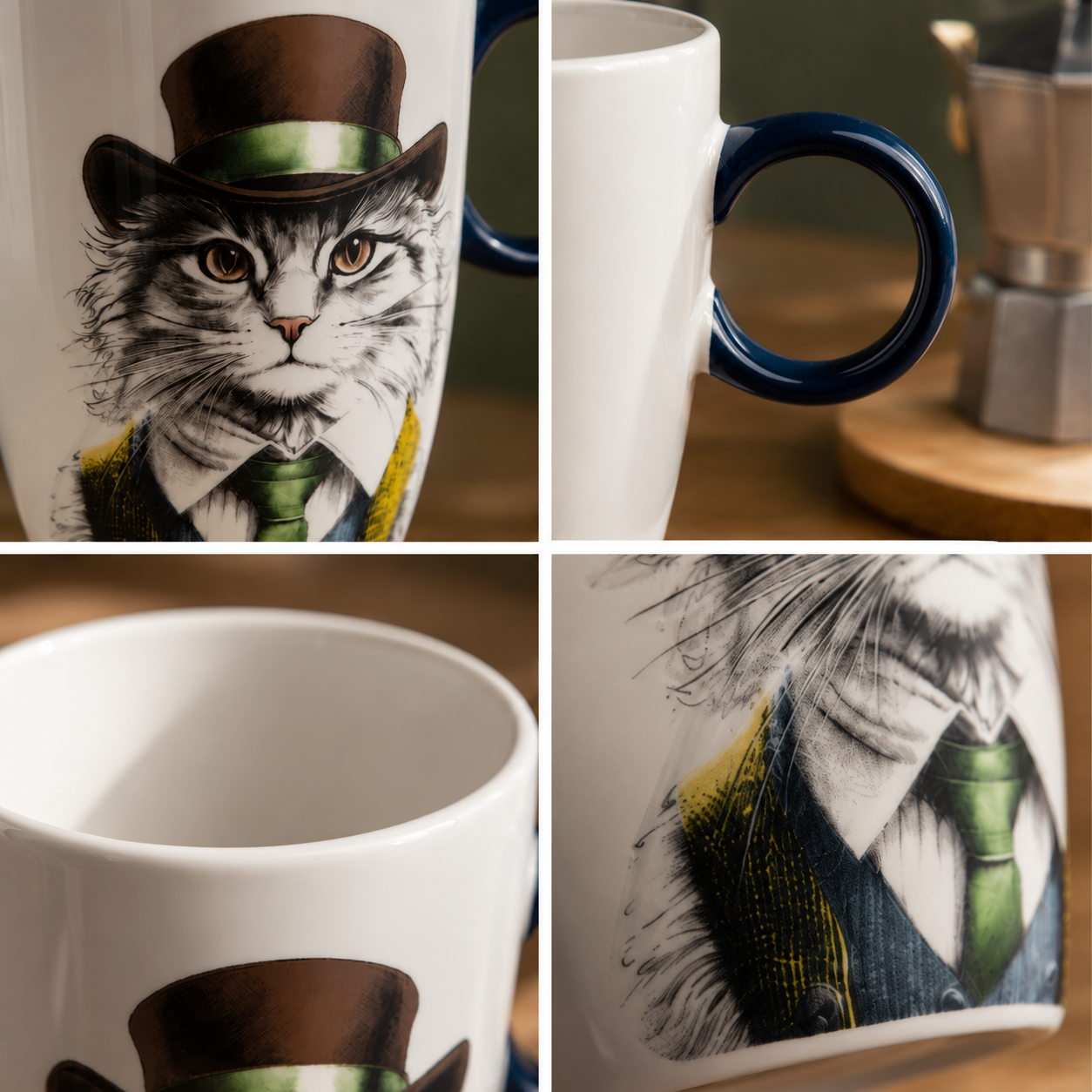 Dettaglio Egan Human Essence Mug Gatto Independence manico blu navy – Tuttocasa Domodossola