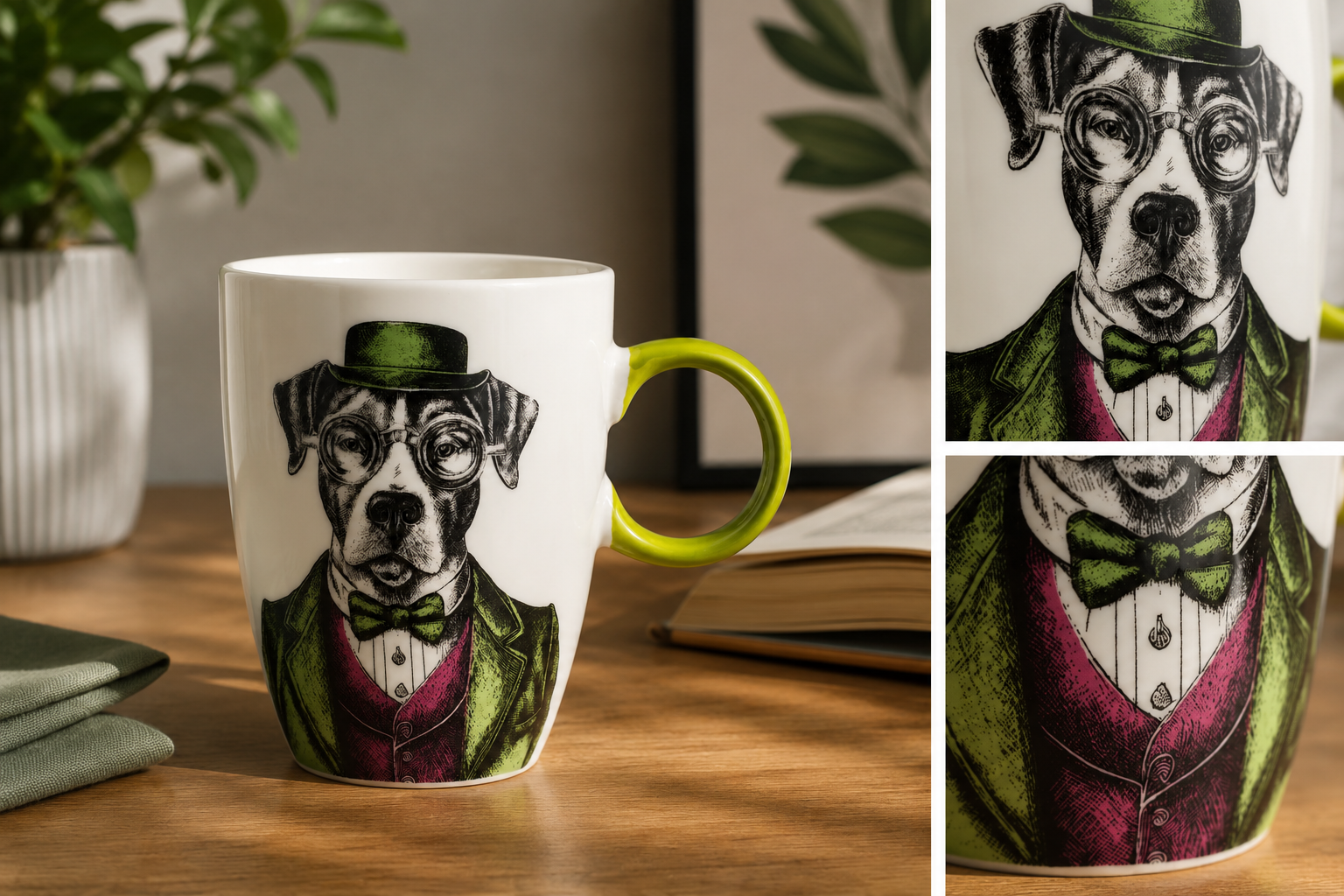 Dettaglio Egan Human Essence Mug Cane Friendship manico verde lime – Tuttocasa Domodossola