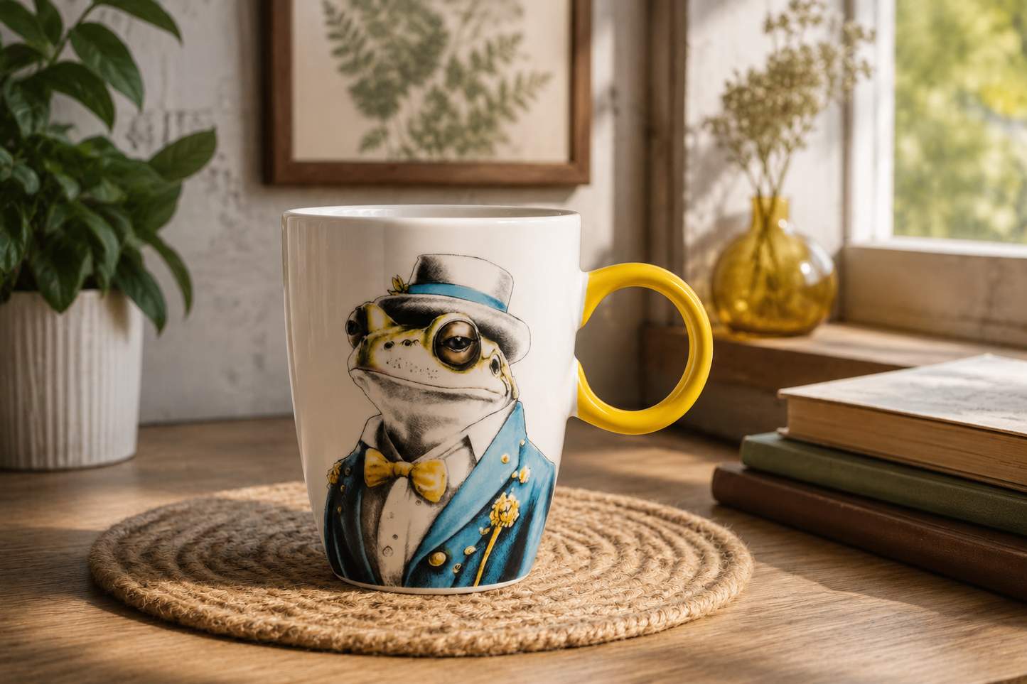 Egan Human Essence Mug Rospo Resilience 430 ml su tavolo con piante – Tuttocasa Domodossola