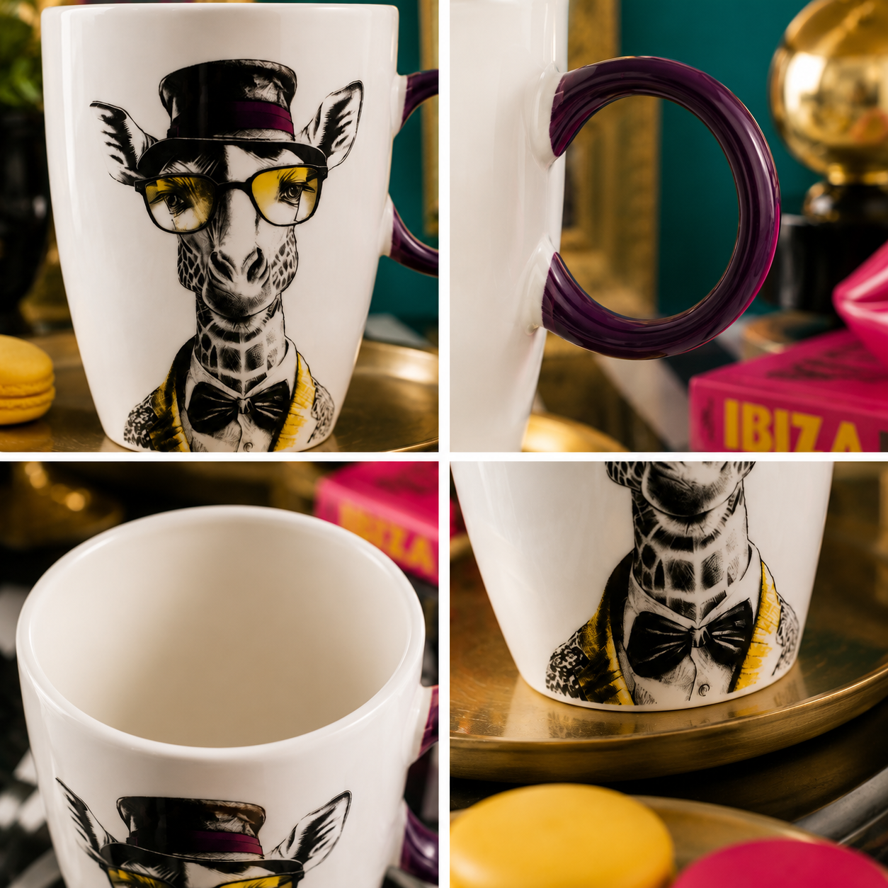 Dettaglio Egan Human Essence Mug Giraffa Far-Sightedness manico viola – Tuttocasa Domodossola