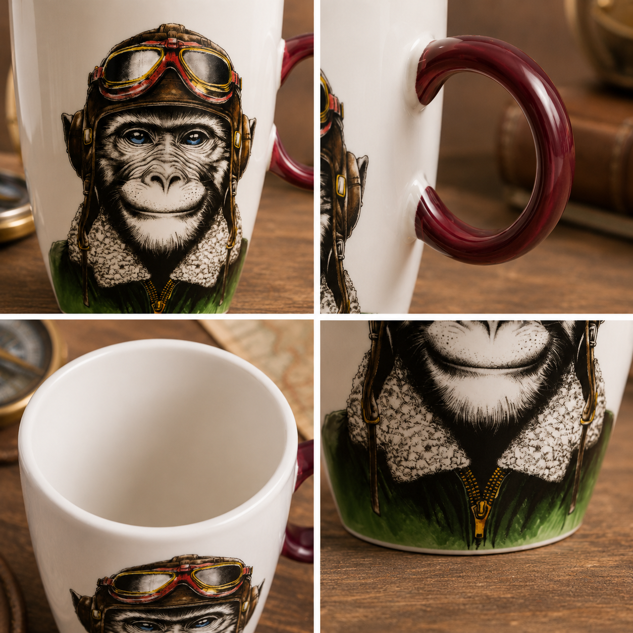 Dettaglio Egan Human Essence Mug Scimmia Boldness manico bordeaux – Tuttocasa Domodossola