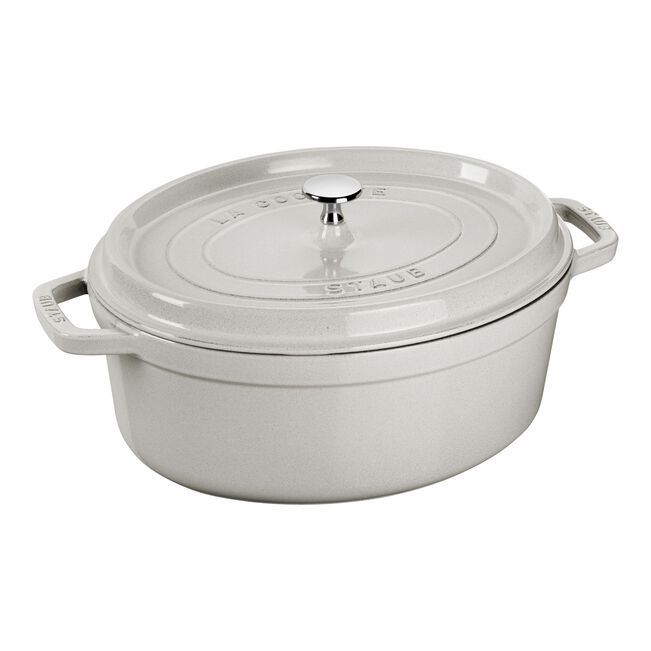Staub Cocotte Ovale 31 cm Tartufo Bianco dettaglio smaltatura interna nera opaca - Tuttocasa Domodossola