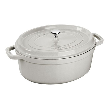 Staub Cocotte Ovale 31 cm Tartufo Bianco dettaglio smaltatura interna nera opaca - Tuttocasa Domodossola