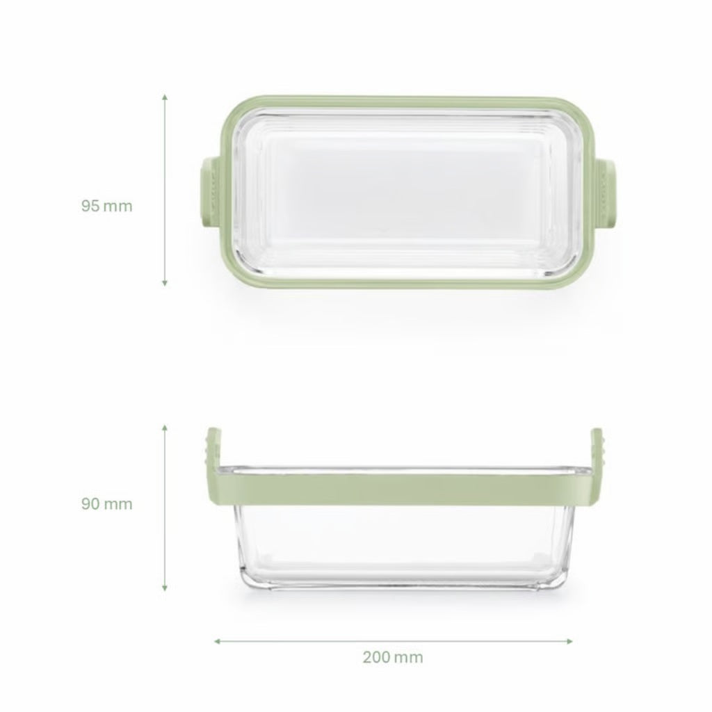 Lekuè set 2 pirofile rettangolari in vetro trasparente con bordo silicone verde – Tuttocasa Domodossola