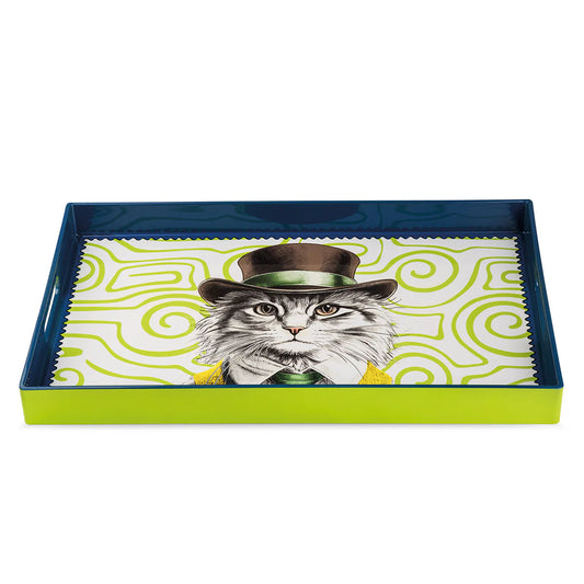 Vassoio rettangolare Egan Human Essence Gatto Independence verde e blu 40x26 cm – Tuttocasa Domodossola