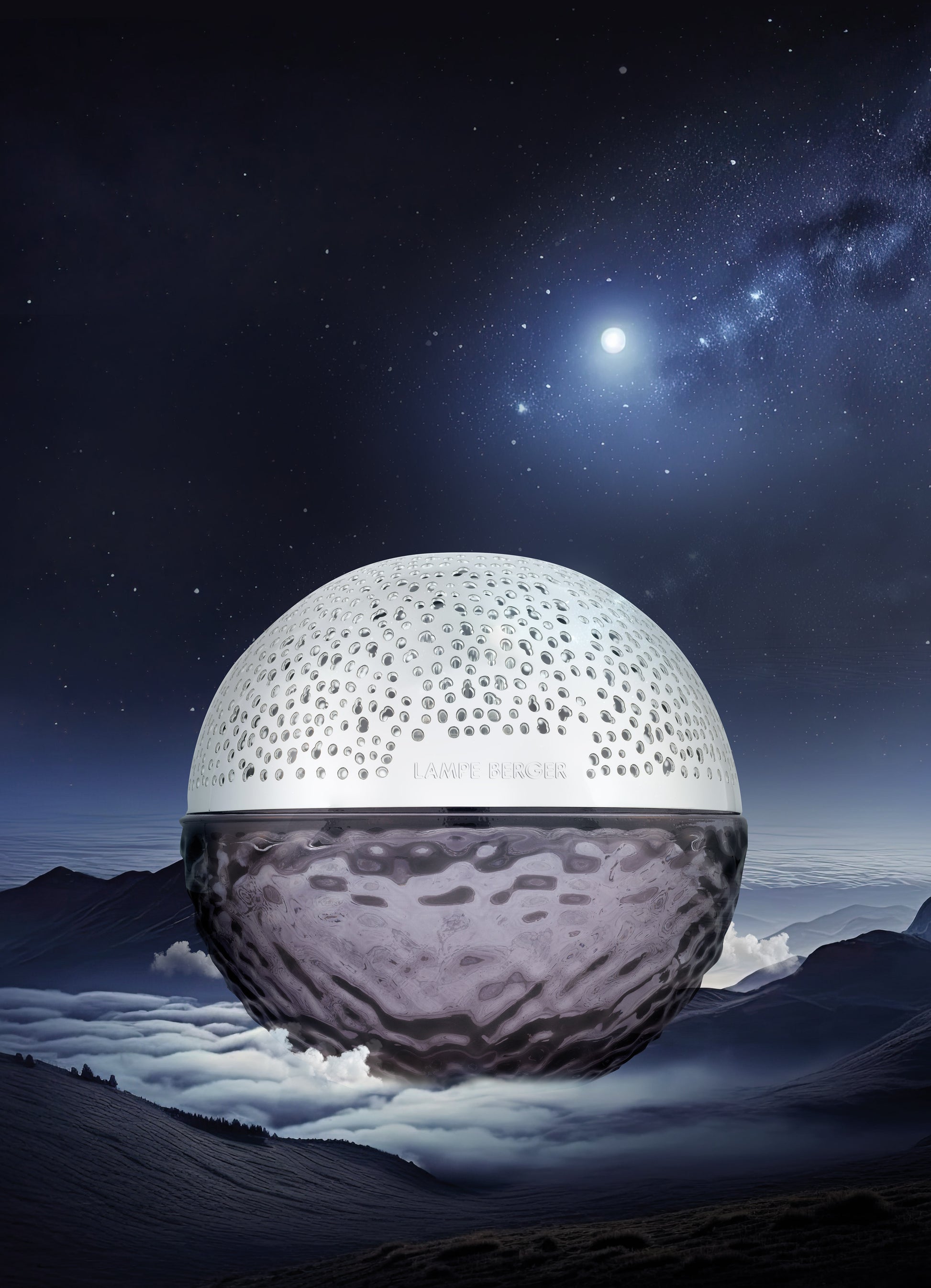 Maison Berger Lampe Gravity Trasparente dettaglio vetro martellato cornice argento | Tuttocasa Domodossola