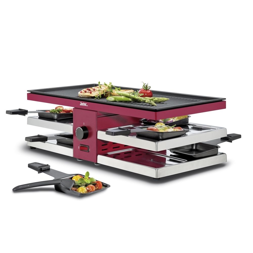 Spring Raclette 8 Fun 8 persone rossa con padelle incluse — Tuttocasa Domodossola