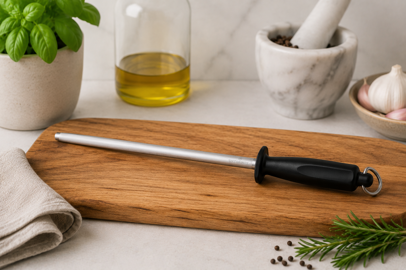 Victorinox acciaino Classic 25 cm su tagliere legno con erbe aromatiche – Tuttocasa Domodossola