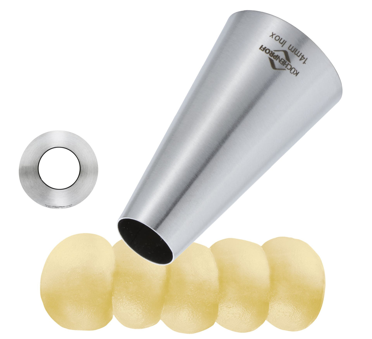 Küchenprofi Bake bocchetta tonda 14 mm inox con esempi decorazioni sferiche | Tuttocasa Domodossola