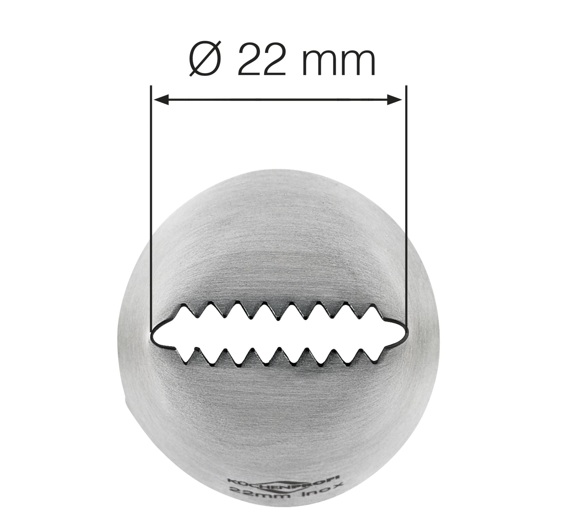 Bocchetta Delizia Küchenprofi Bake 22 mm inox dettaglio apertura seghettata frontale | Tuttocasa Domodossola