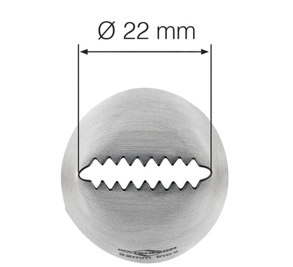 Bocchetta Delizia Küchenprofi Bake 22 mm inox dettaglio apertura seghettata frontale | Tuttocasa Domodossola