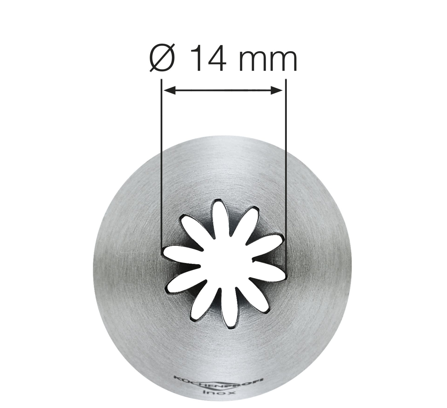 Küchenprofi Bake bocchetta fiore inox 14 mm dettaglio apertura frontale | Tuttocasa Domodossola