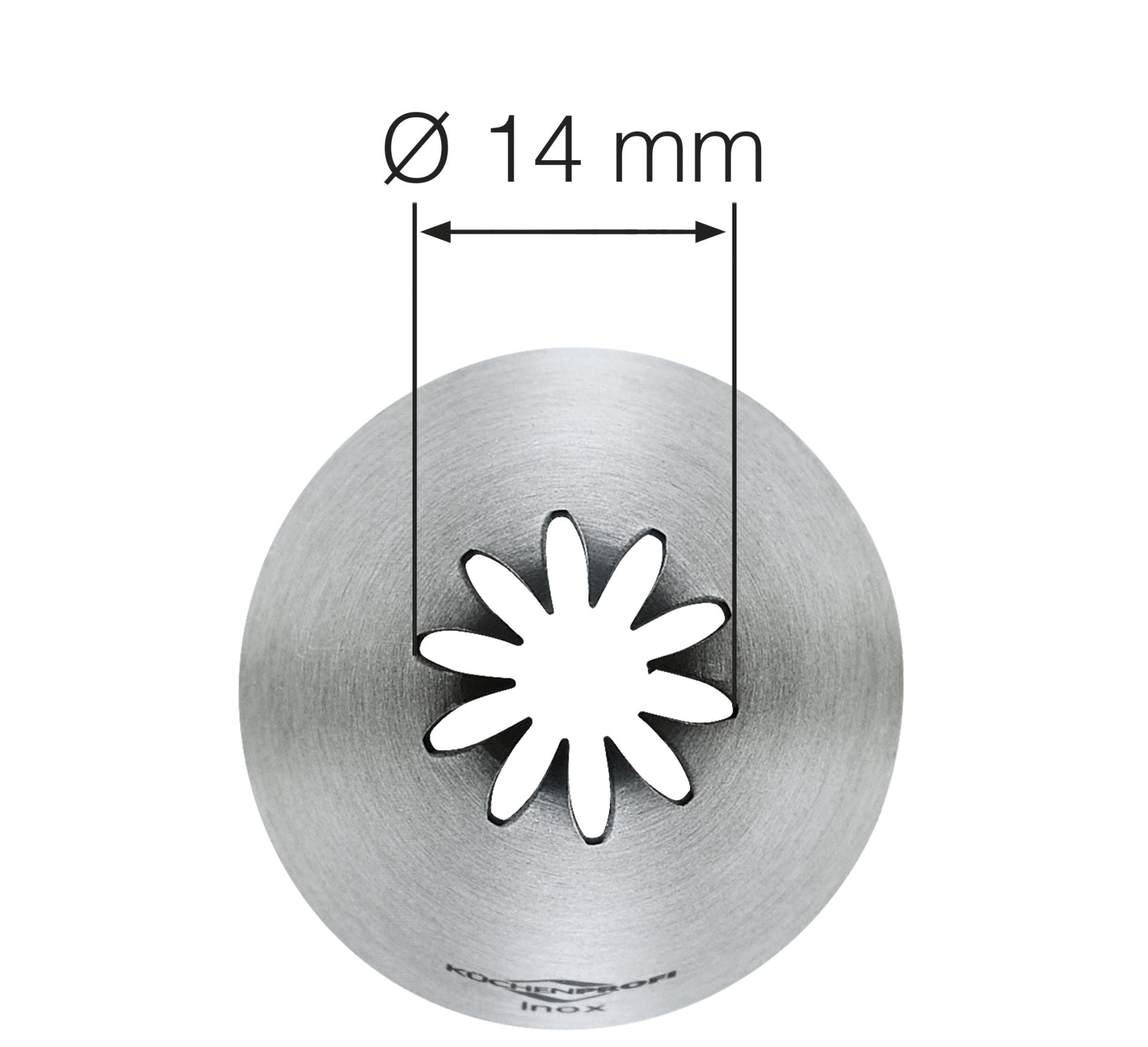 Küchenprofi Bake bocchetta fiore inox 14 mm dettaglio apertura frontale | Tuttocasa Domodossola