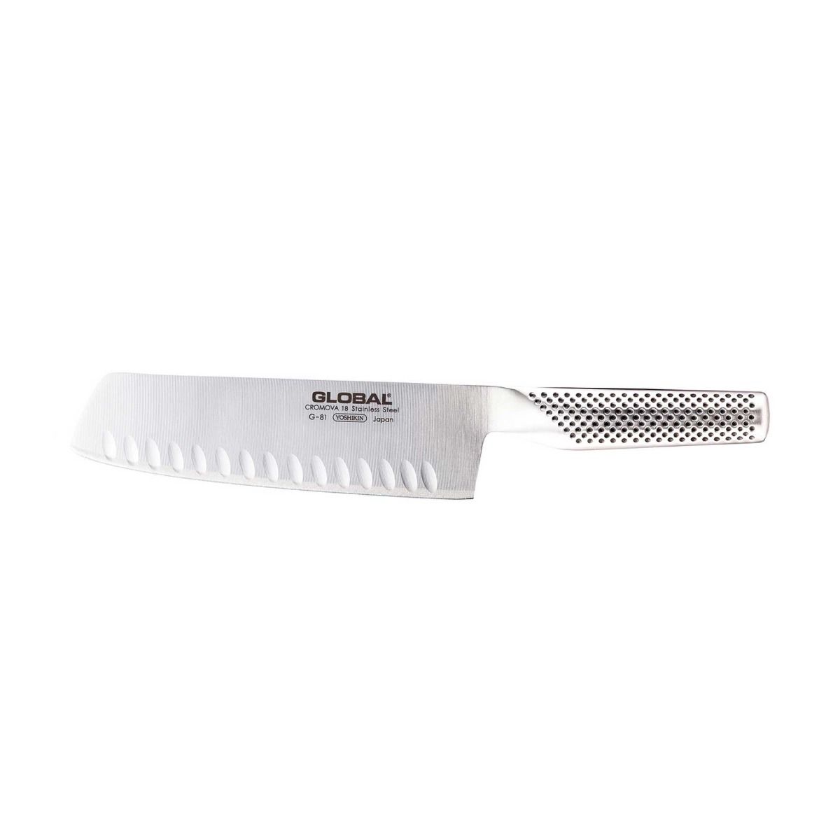 Global G-81 coltello Nakiri verdure 18 cm acciaio Cromova 18 lama alveolata Made in Japan - Tuttocasa Domodossola