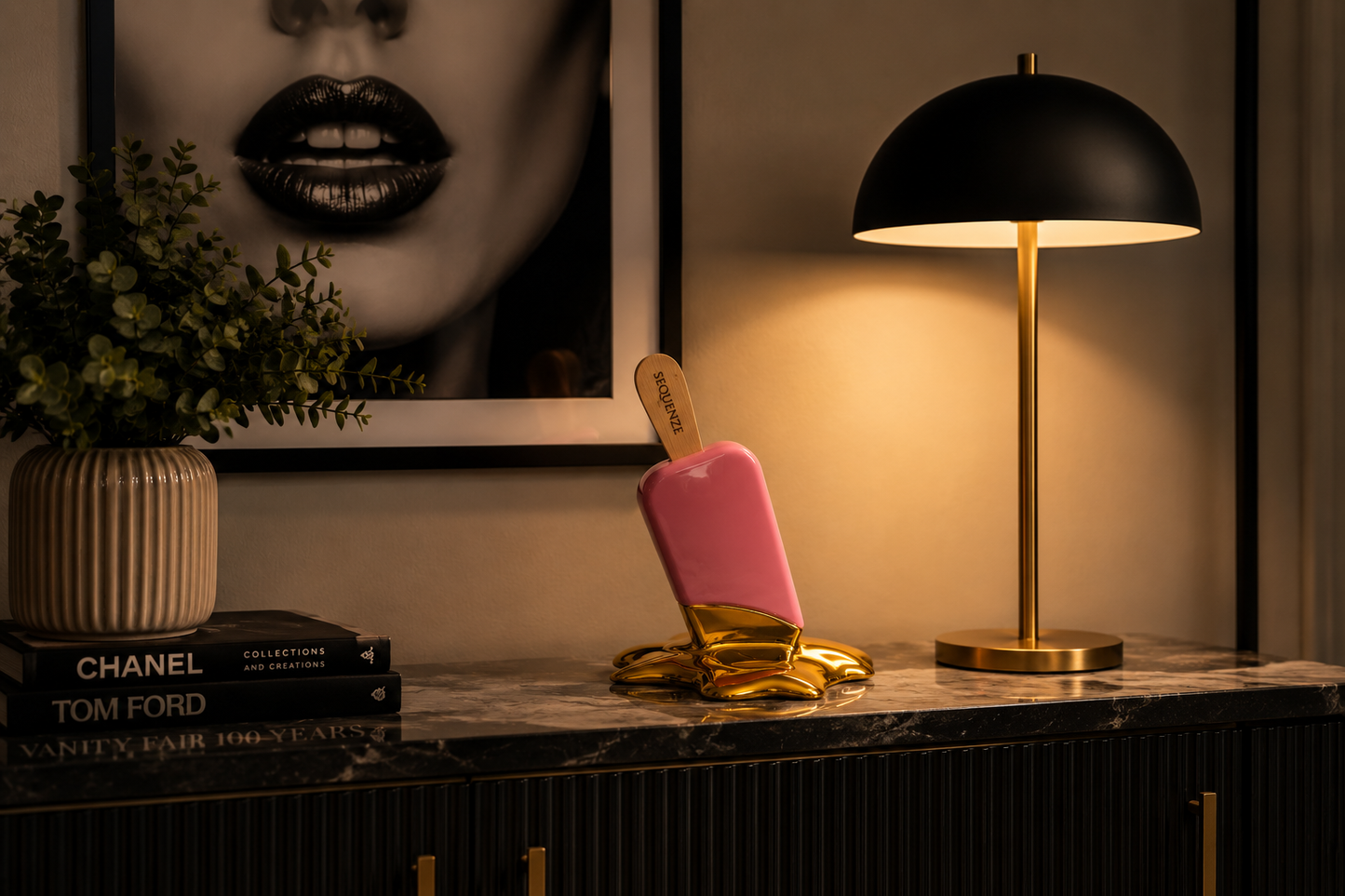 Sequenze Coeur d'Or scultura gelato oro in ambiente elegante – Tuttocasa Domodossola