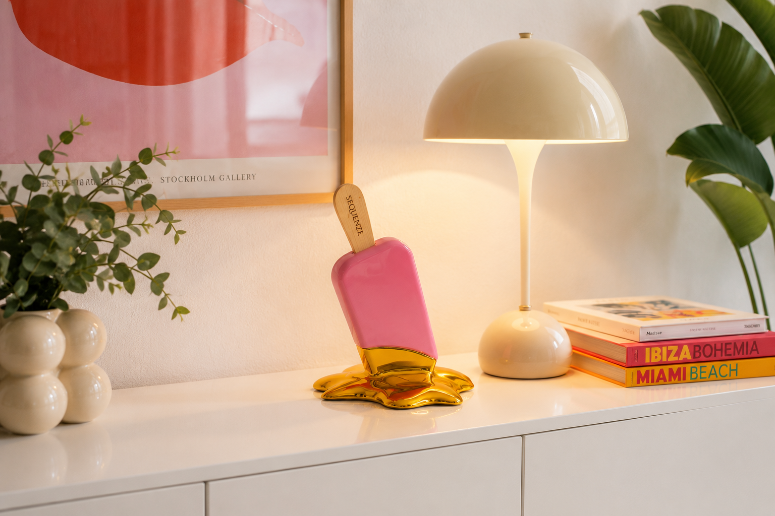 Sequenze Coeur d'Or scultura decorativa gelato rosa ambientazione living – Tuttocasa Domodossola
