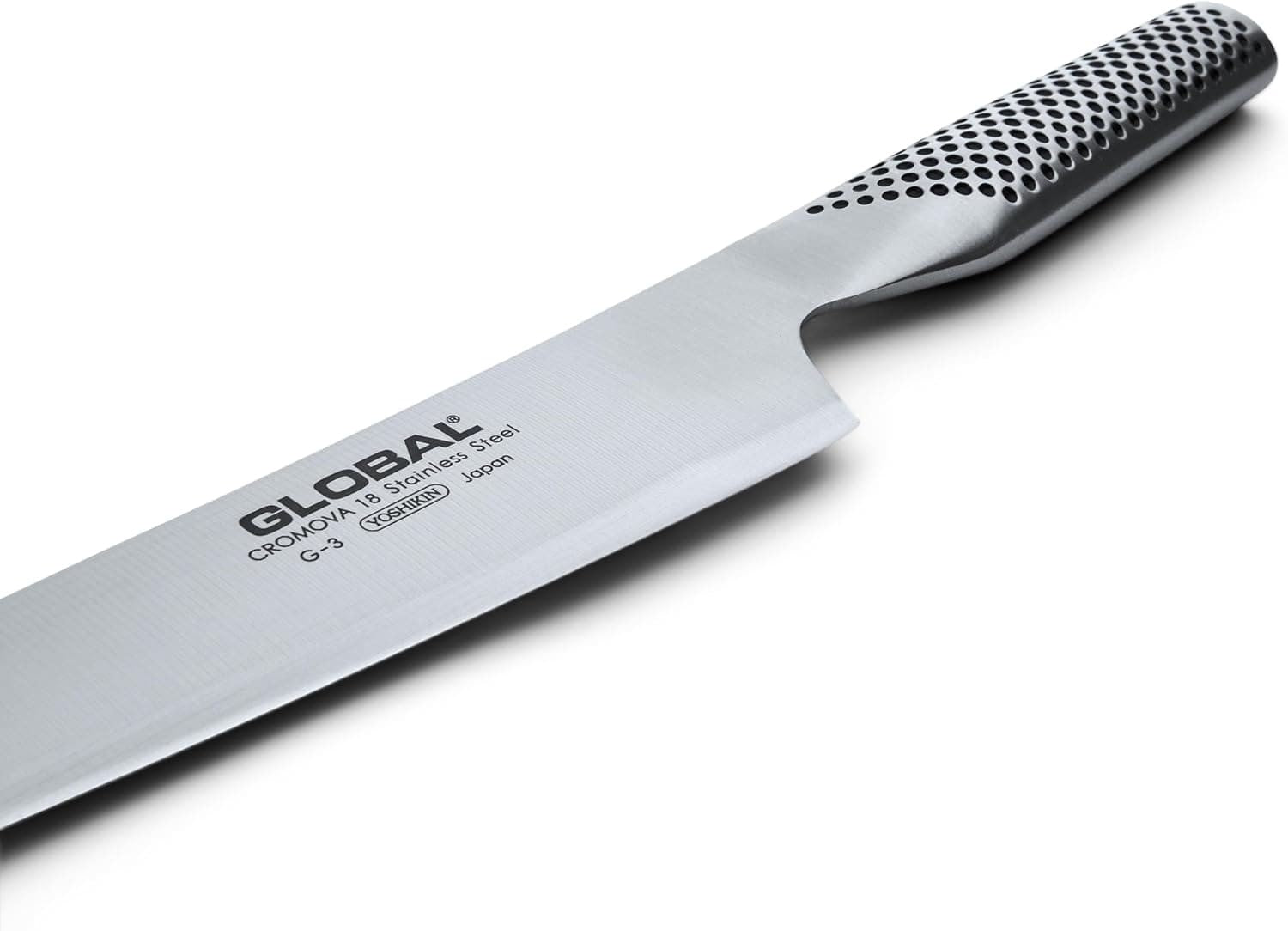 Global G-3 Coltello Trinciante 21 cm dettaglio lama Cromova 18 – Tuttocasa Domodossola