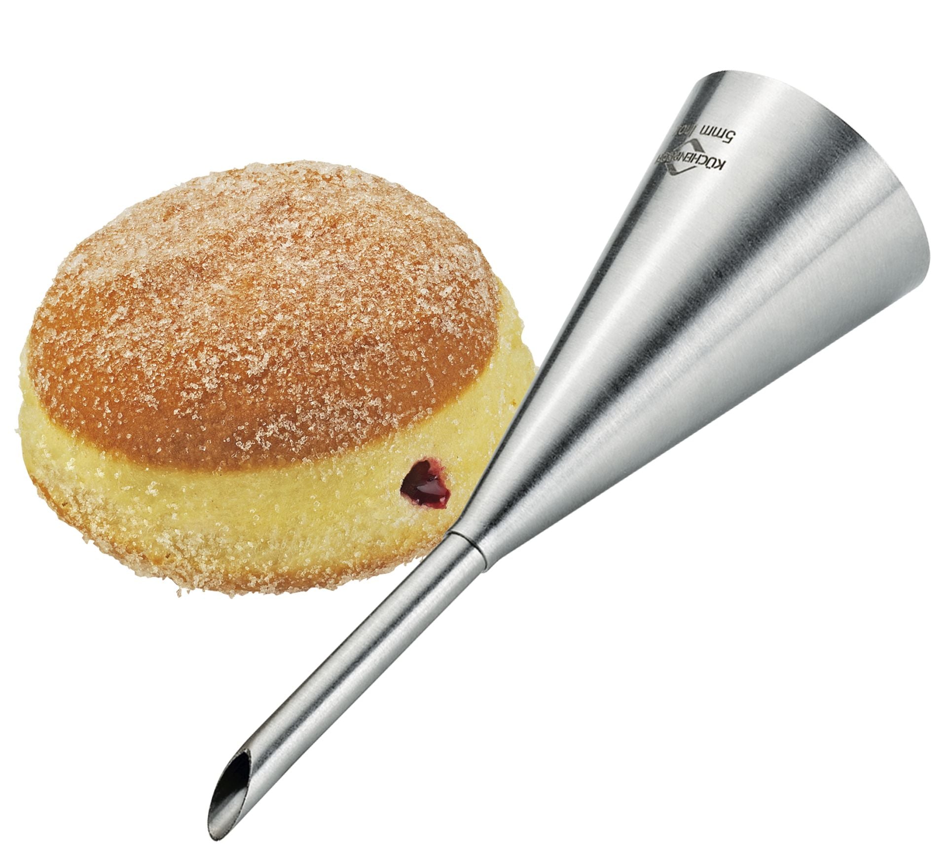 Bocchetta farcitura Küchenprofi Bake 5 mm inox usata per farcire krapfen con confettura | Tuttocasa Domodossola