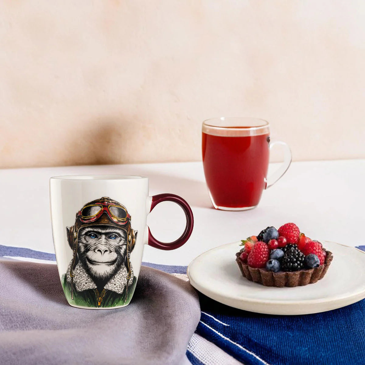 Egan Human Essence Mug Scimmia Boldness 430 ml con tè e crostata ai frutti di bosco – Tuttocasa Domodossola