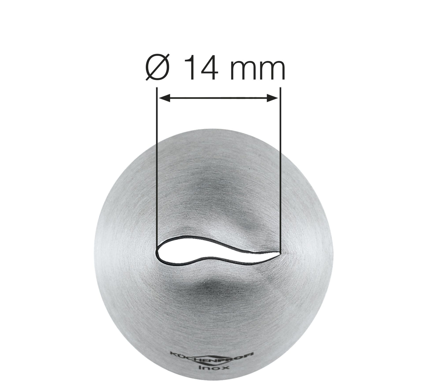 Bocchetta Rosa Küchenprofi Bake 14 mm inox dettaglio apertura curva a petalo frontale | Tuttocasa Domodossola