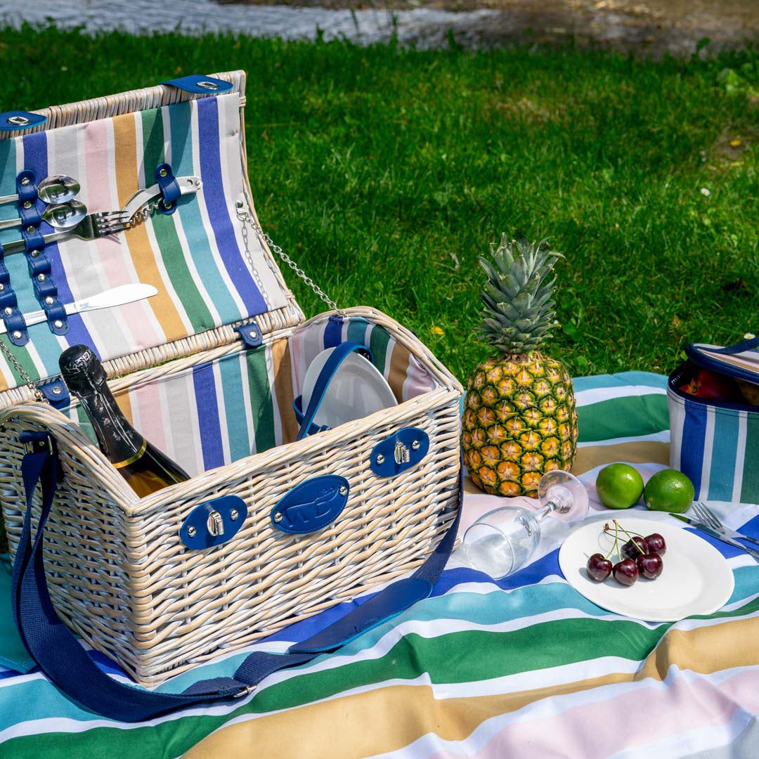 WD Lifestyle cestino picnic vimini multicolor aperto sull'erba – Tuttocasa Domodossola