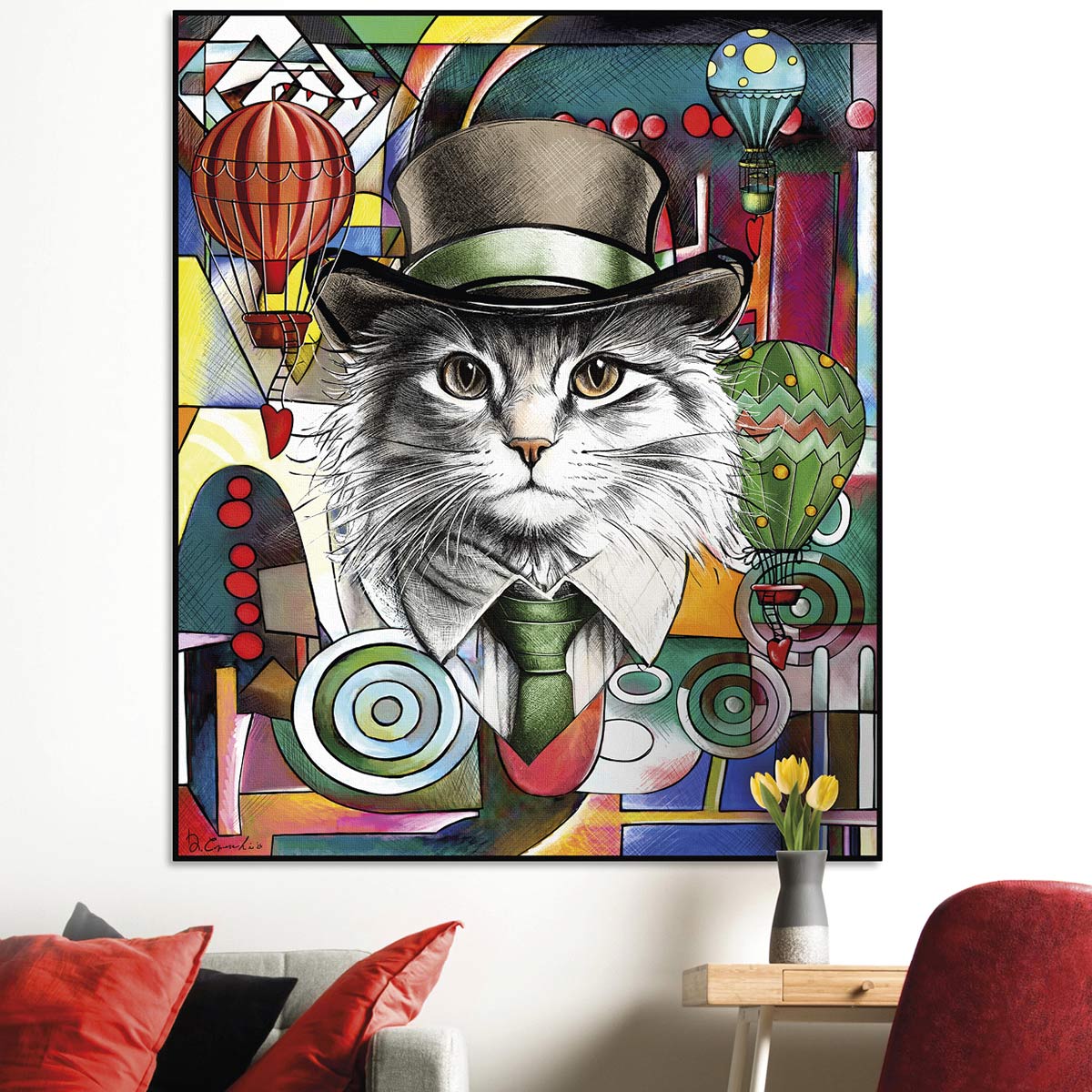 Quadro Egan Human Essence Gatto Independence 80x100 cm arte contemporanea - Tuttocasa Domodossola
